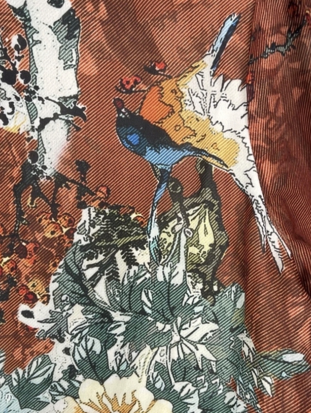 ANTHROPOLOGIE Hemant & Nandita Zeri Bird Floral Peasant Dress Rust Orange - Picture 7 of 12